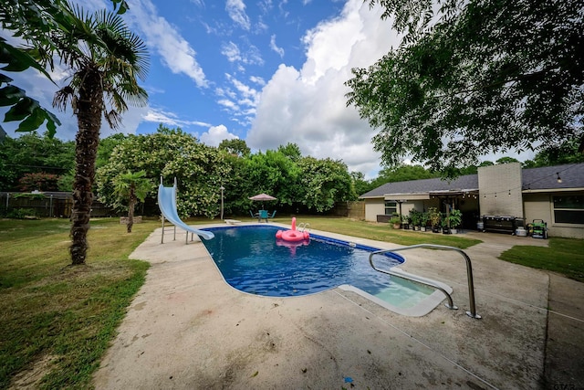 17550 Kristopher Cir, Whitehouse, TX 75791 - view of pool with a patio area, a water slide, and a fenced backyard