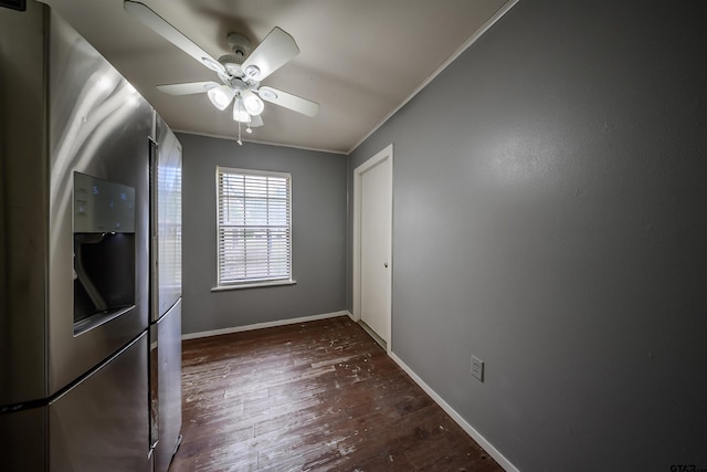 17550 Kristopher Cir, Whitehouse, TX 75791 - empty room featuring dark wood finished floors, a ceiling fan, and ornamental molding