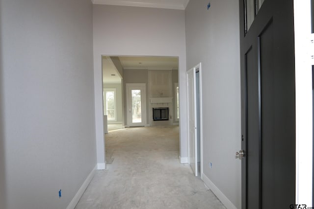 corridor with ornamental molding