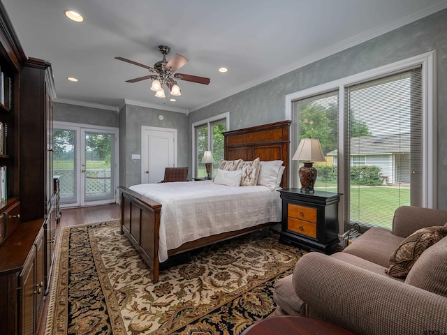 14900 Fm 848, Whitehouse, TX 75791 - bedroom with access to exterior, wood finished floors, a ceiling fan, and recessed lighting