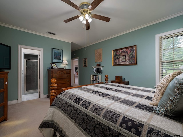 14900 Fm 848, Whitehouse, TX 75791 - bedroom featuring light carpet, crown molding, and ceiling fan