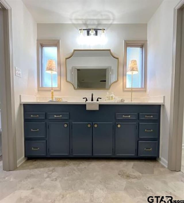 full bath with plenty of natural light and vanity