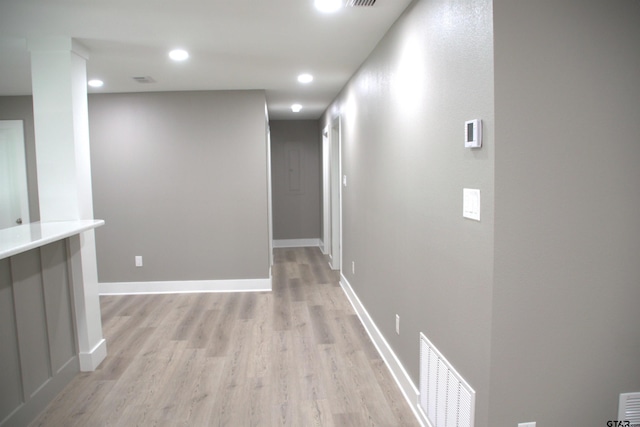 613 Northgate Rd, Hideaway, TX 75771 - hall featuring baseboards, recessed lighting, light wood finished floors, and visible vents