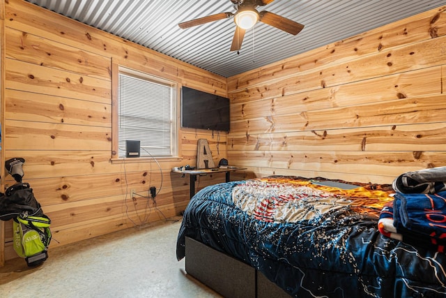 12093 County Road 152 W, Bullard, TX 75757 - bedroom with wooden walls and a ceiling fan