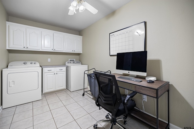 4918 Pine Knl, Tyler, TX 75703 - office space with ceiling fan, light tile patterned floors, and independent washer and dryer