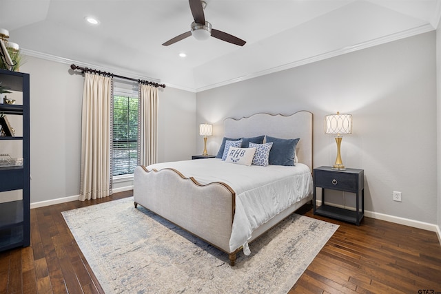 4918 Pine Knl, Tyler, TX 75703 - bedroom featuring ornamental molding, hardwood / wood-style floors, baseboards, recessed lighting, and ceiling fan