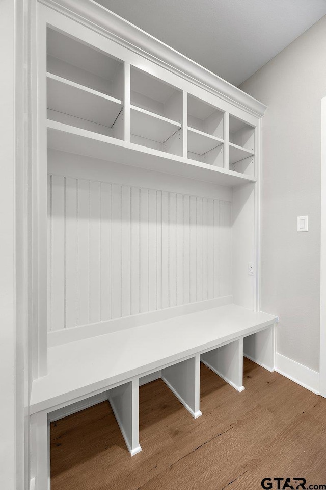 mudroom featuring hardwood / wood-style floors