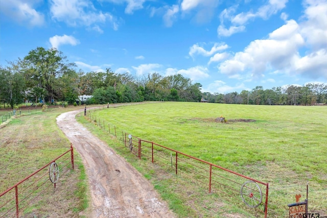 view of road featuring a rural view