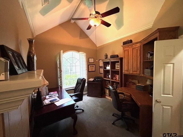 18378 Whipporwill Ln, Flint, TX 75762 - office space with ceiling fan and dark carpet