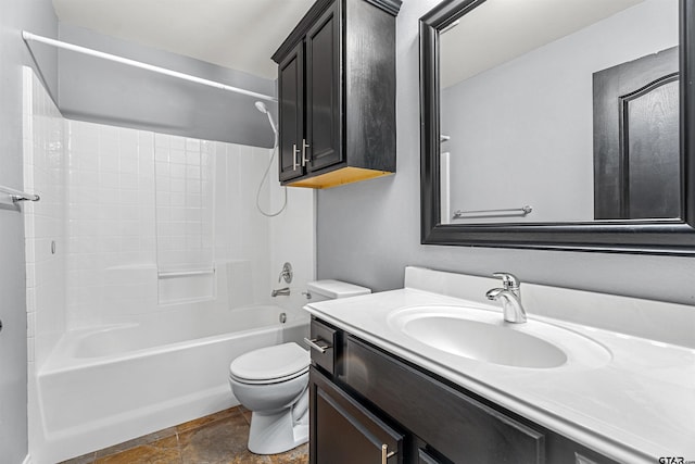 full bathroom with vanity, toilet, and shower / bathing tub combination