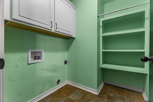 laundry room featuring cabinets, washer hookup, and hookup for an electric dryer