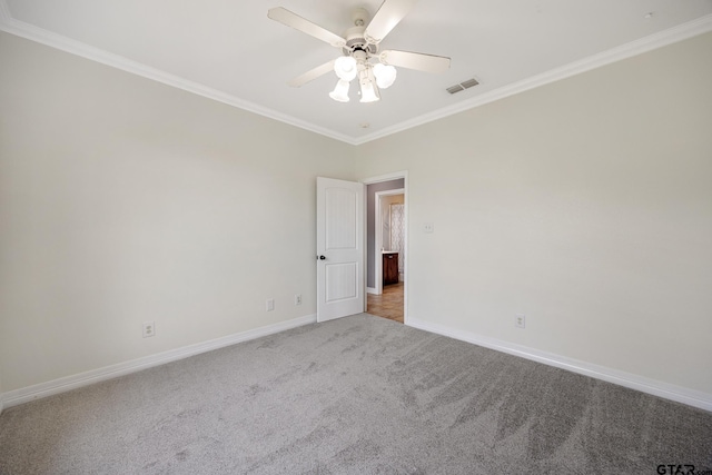 213 Coventry St, Bullard, TX 75757 - empty room with crown molding, light carpet, and a ceiling fan