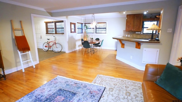 living room featuring light wood-type flooring