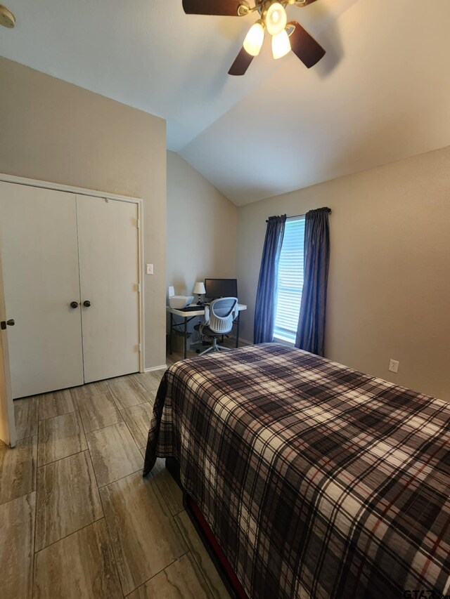 670 Frederick Cir, Flint, TX 75762 - bedroom featuring vaulted ceiling, ceiling fan, and a closet
