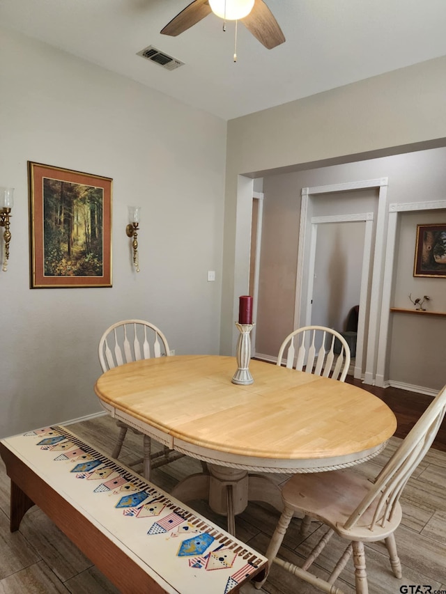 670 Frederick Cir, Flint, TX 75762 - dining space featuring wood finished floors and ceiling fan