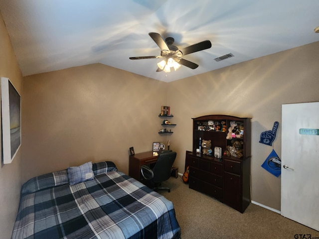 670 Frederick Cir, Flint, TX 75762 - bedroom with carpet, vaulted ceiling, and a ceiling fan