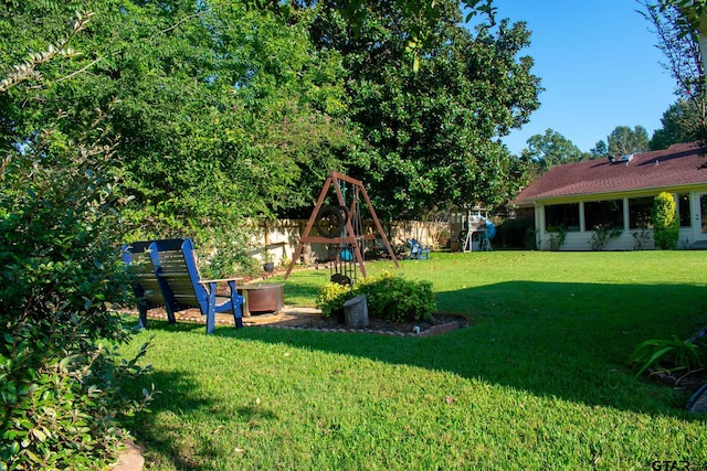 view of yard featuring a playground