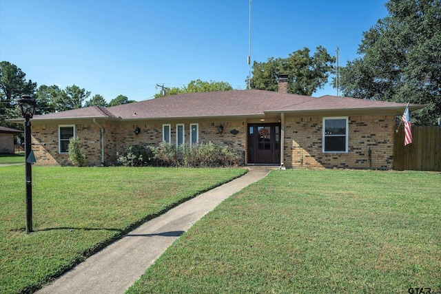 113 Granada Sq, Canton, TX 75103 - ranch-style home featuring brick siding, a chimney, and a shingled roof