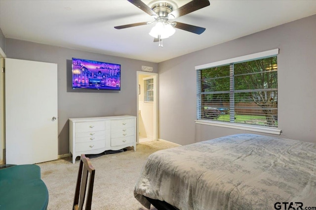 315 Ridgecrest Dr, Tyler, TX 75701 - bedroom with light colored carpet and a ceiling fan