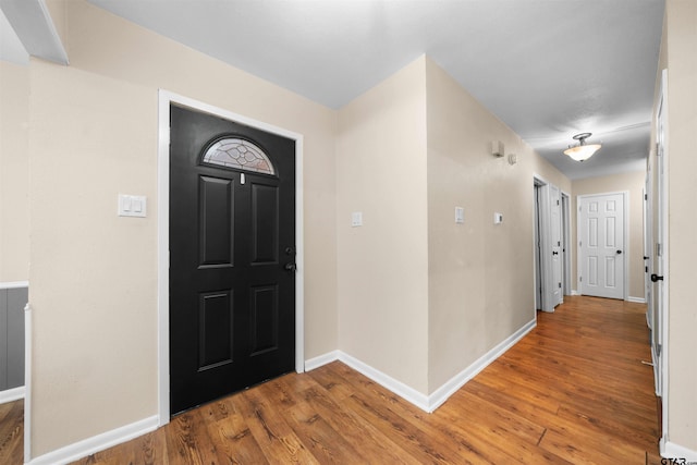 foyer entrance with wood-type flooring