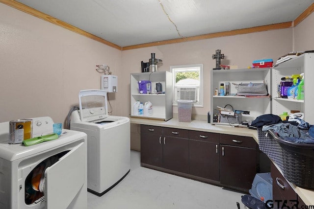 260 County Road 2302, Rusk, TX 75785 - laundry area with separate washer and dryer, cabinet space, water heater, and cooling unit