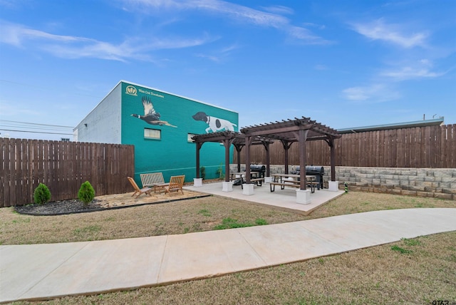 view of patio / terrace featuring a pergola