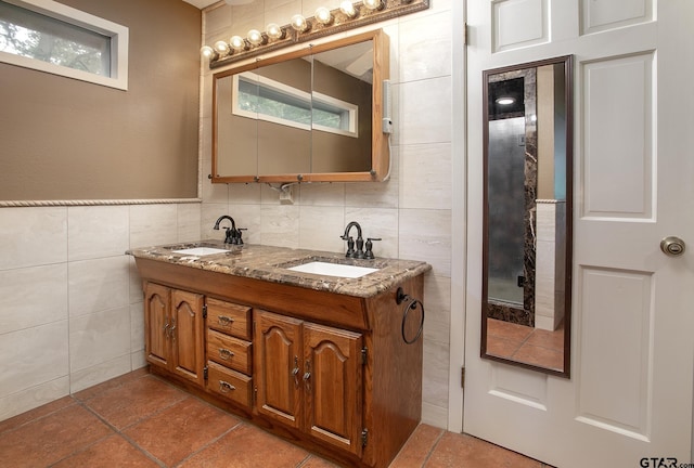 17617 Carol Cir, Flint, TX 75762 - bathroom with tile walls and double vanity