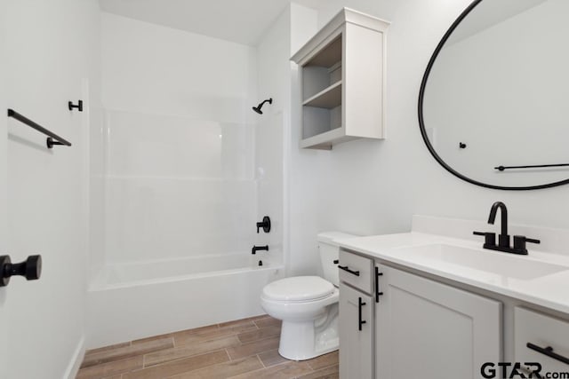 16234 Crossing Cir, Lindale, TX 75771 - bathroom with toilet, shower / tub combination, vanity, and wood finished floors
