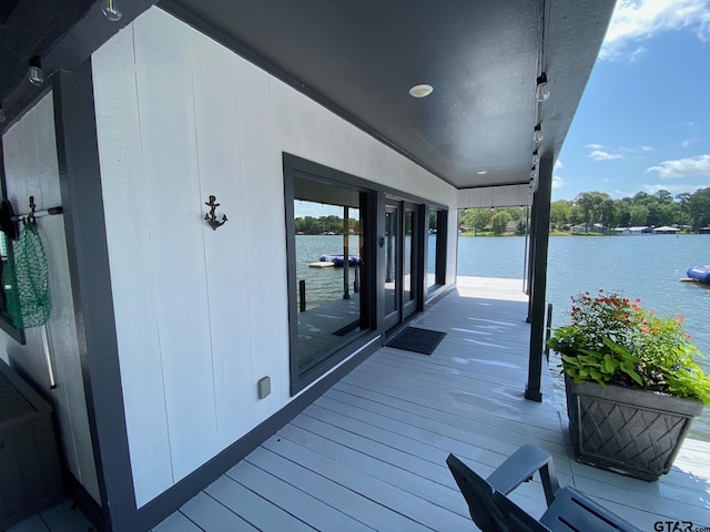 exterior space featuring a water view