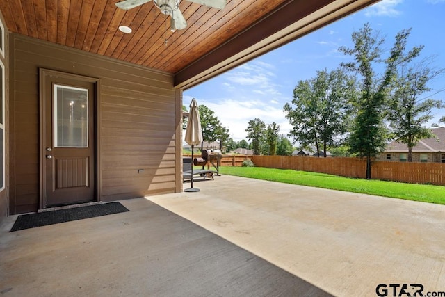 view of patio / terrace featuring ceiling fan