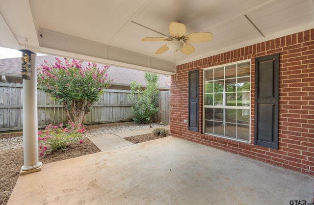 view of patio / terrace with ceiling fan