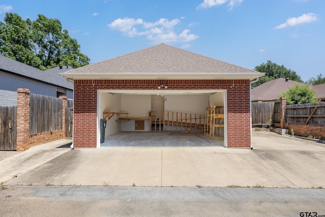 view of garage