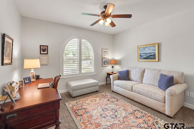 4133 Colina Trl, Tyler, TX 75707 - carpeted office space with ceiling fan and baseboards
