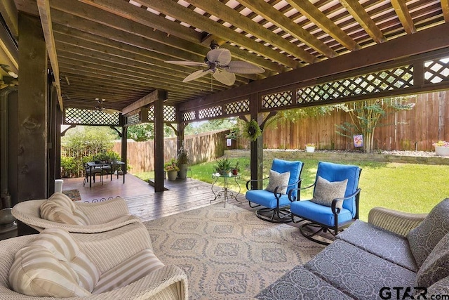 4133 Colina Trl, Tyler, TX 75707 - fenced backyard with ceiling fan