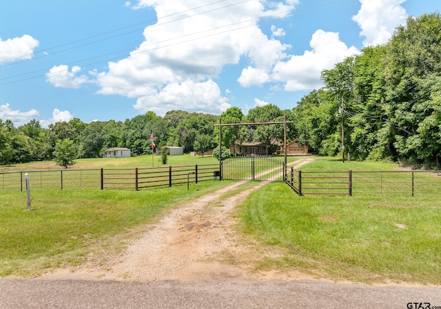 22886 County Road 422, Lindale, TX 75771 - view of dirt / gravel road featuring a gate, a gated entry, and a rural view