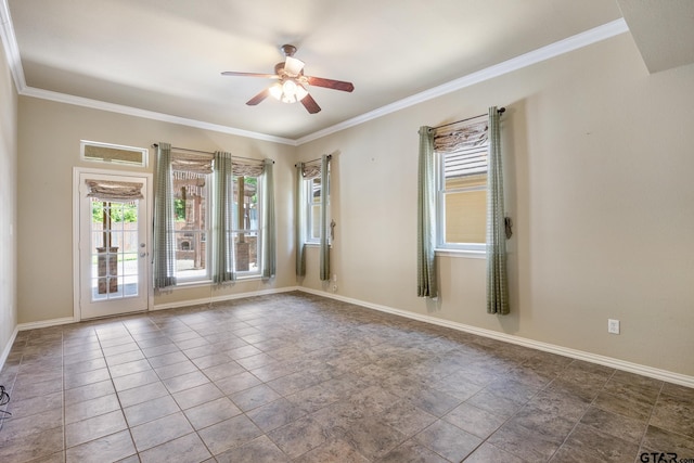 22886 County Road 422, Lindale, TX 75771 - unfurnished room featuring ceiling fan and ornamental molding