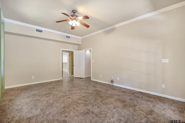 22886 County Road 422, Lindale, TX 75771 - spare room featuring a ceiling fan and ornamental molding