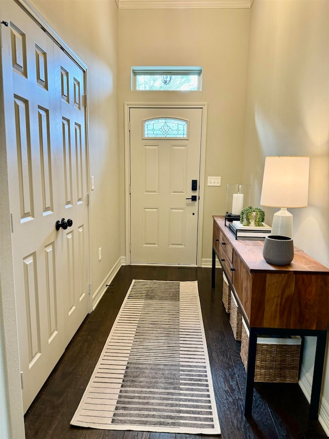 entrance foyer with dark hardwood / wood-style flooring