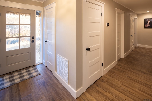 foyer featuring dark hardwood / wood-style flooring