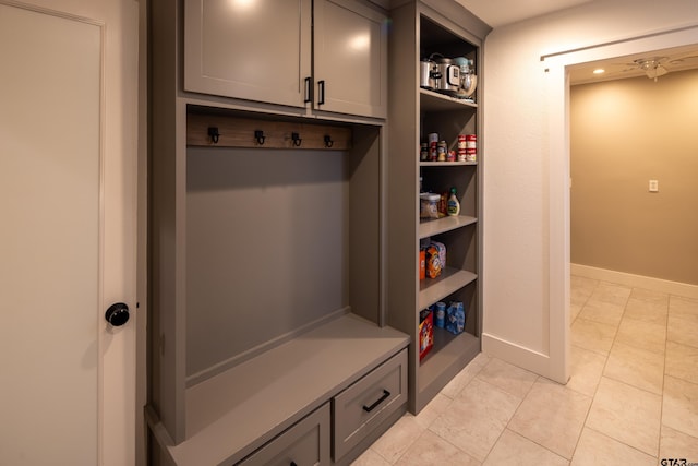 mudroom with light tile patterned floors