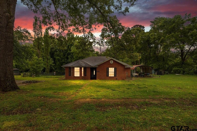 12305 Pine St, Larue, TX 75770 - ranch-style house featuring brick siding and a front yard