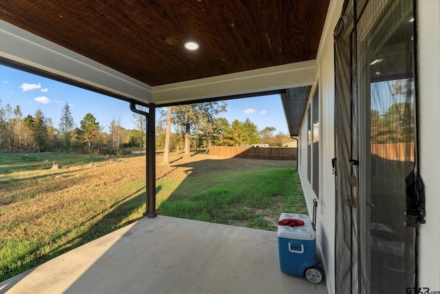 entryway with ceiling fan, hardwood / wood-style floors, high vaulted ceiling, and wooden ceiling