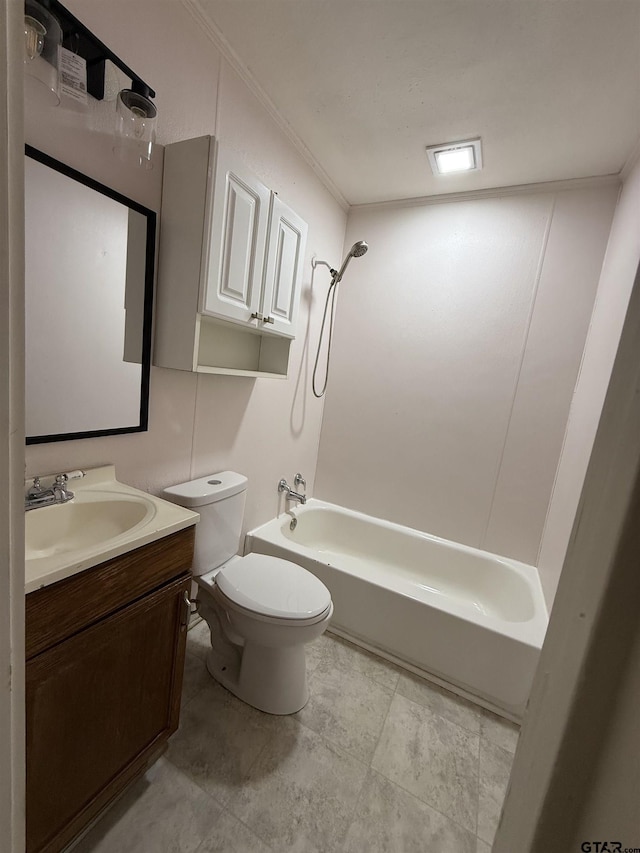 2907 Cushing Dr, Tyler, TX 75702 - full bathroom with tub / shower combination, vanity, and ornamental molding
