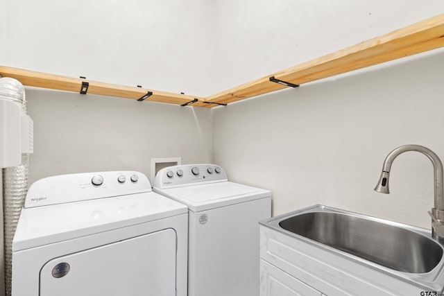 4456 Fm 2767, Tyler, TX 75708 - clothes washing area featuring washer and dryer and a sink