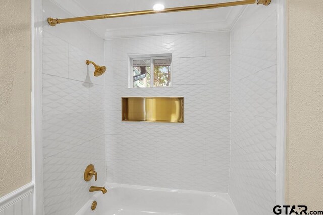 2442 E Devine, Tyler, TX 75701 - bathroom featuring ornamental molding and tub / shower combination