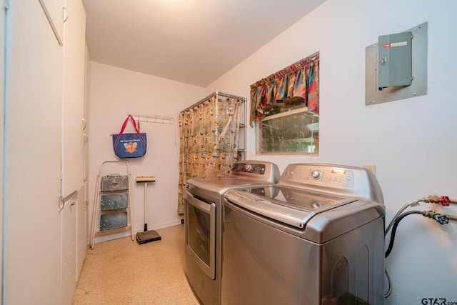 126 Jordan, Rusk, TX 75785 - laundry room featuring washer and clothes dryer and electric panel