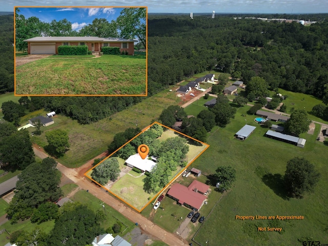 126 Jordan, Rusk, TX 75785 - aerial view of property and surrounding area with property parcel outlined