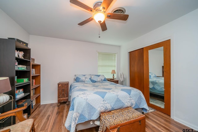 126 Jordan, Rusk, TX 75785 - bedroom featuring wood finished floors, a ceiling fan, and a closet