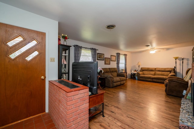 126 Jordan, Rusk, TX 75785 - living area featuring a ceiling fan and wood finished floors