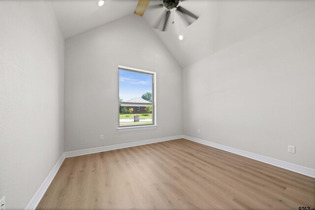 1838 Rocky Mtn, Tyler, TX 75703 - spare room with ceiling fan, light wood finished floors, recessed lighting, and high vaulted ceiling
